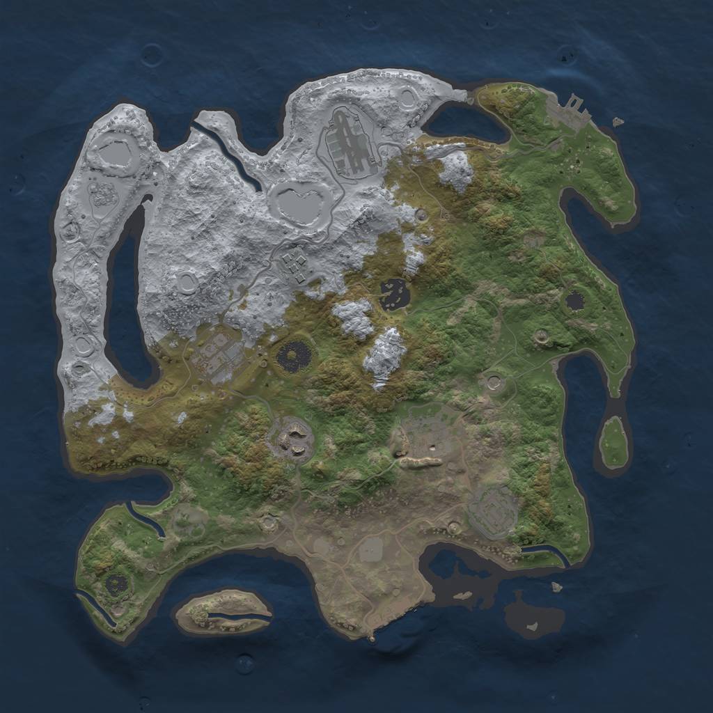 Rust Map: Procedural Map, Size: 3300, Seed: 105, 16 Monuments