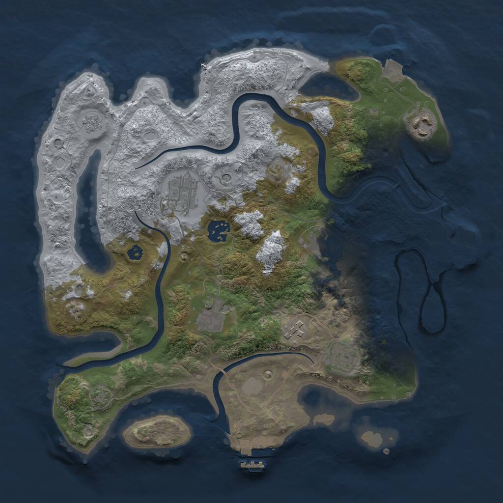 Rust Map: Procedural Map, Size: 3300, Seed: 105, 13 Monuments