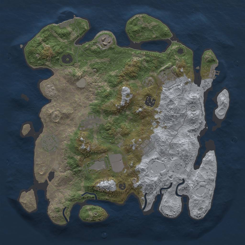 Rust Map: Procedural Map, Size: 3500, Seed: 77453751, 17 Monuments