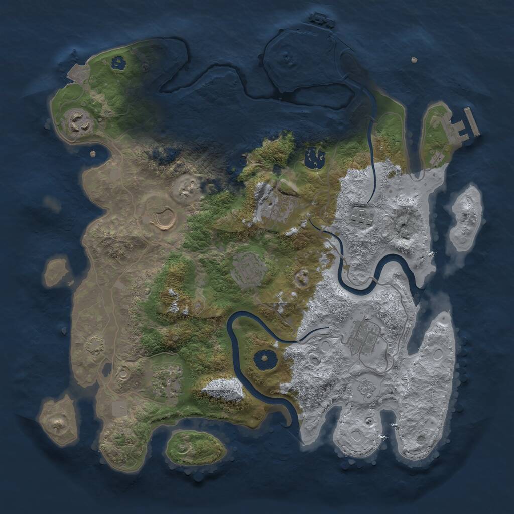 Rust Map: Procedural Map, Size: 3500, Seed: 77453751, 14 Monuments