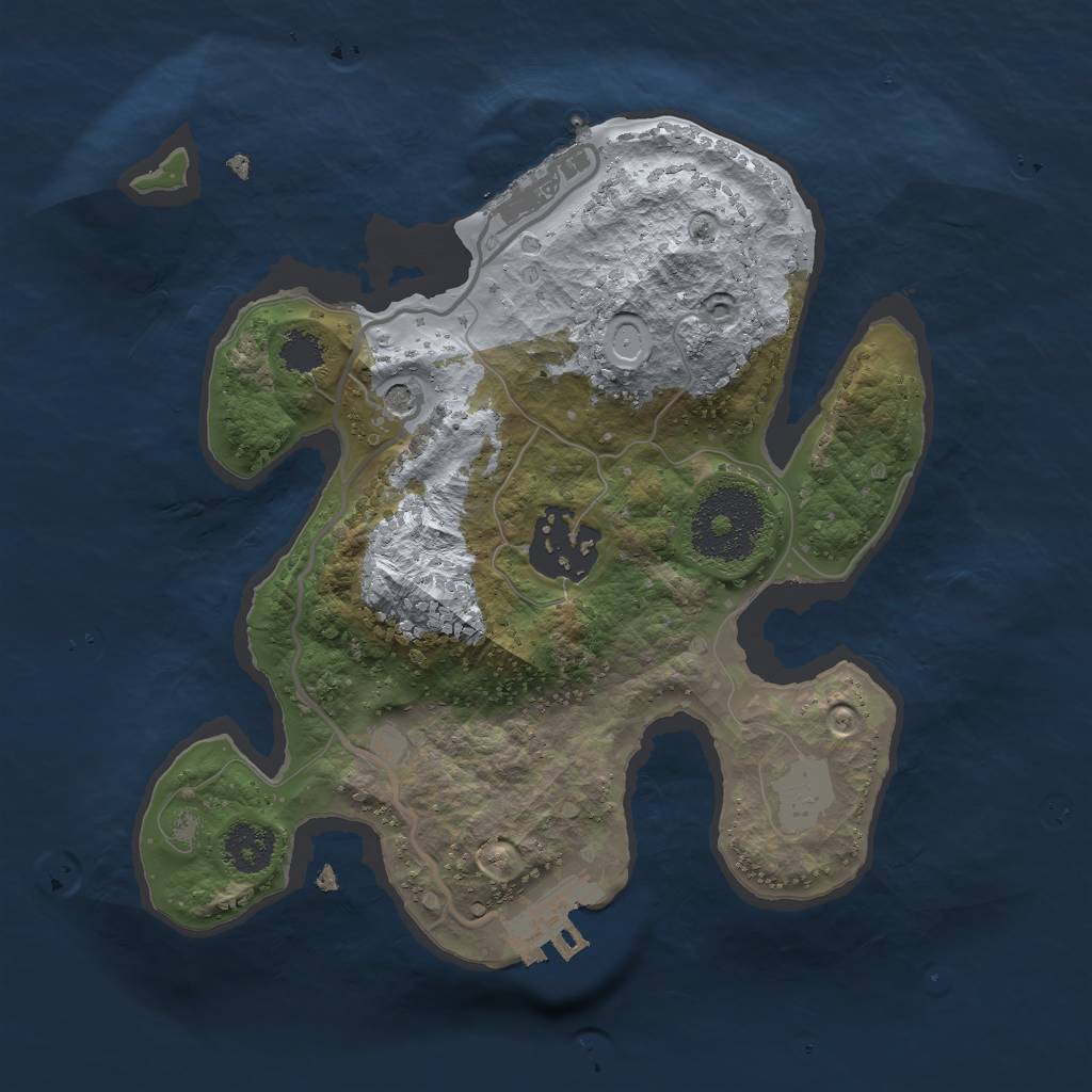 Rust Map: Procedural Map, Size: 2251, Seed: 1, 9 Monuments