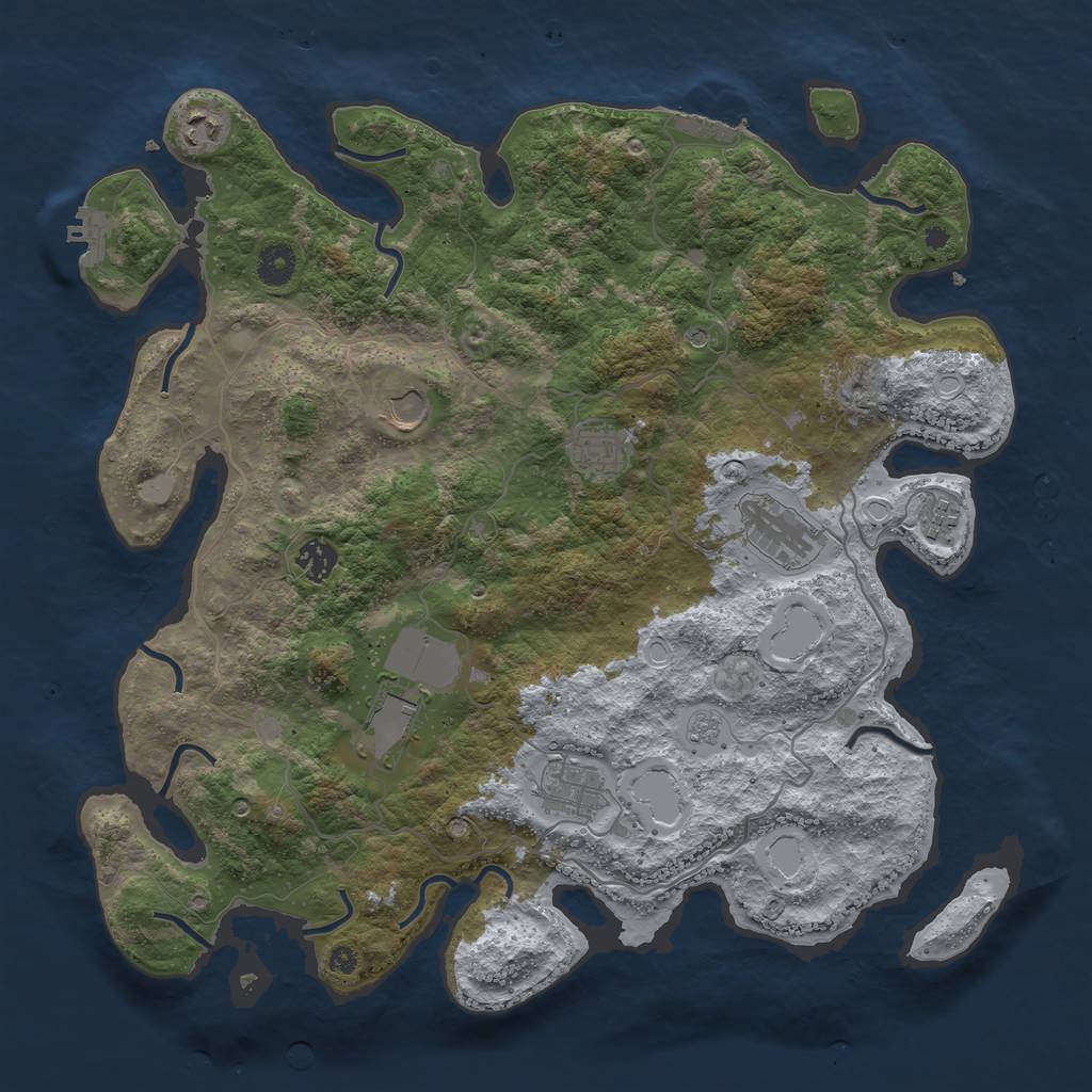 Rust Map: Procedural Map, Size: 4000, Seed: 990213, 17 Monuments