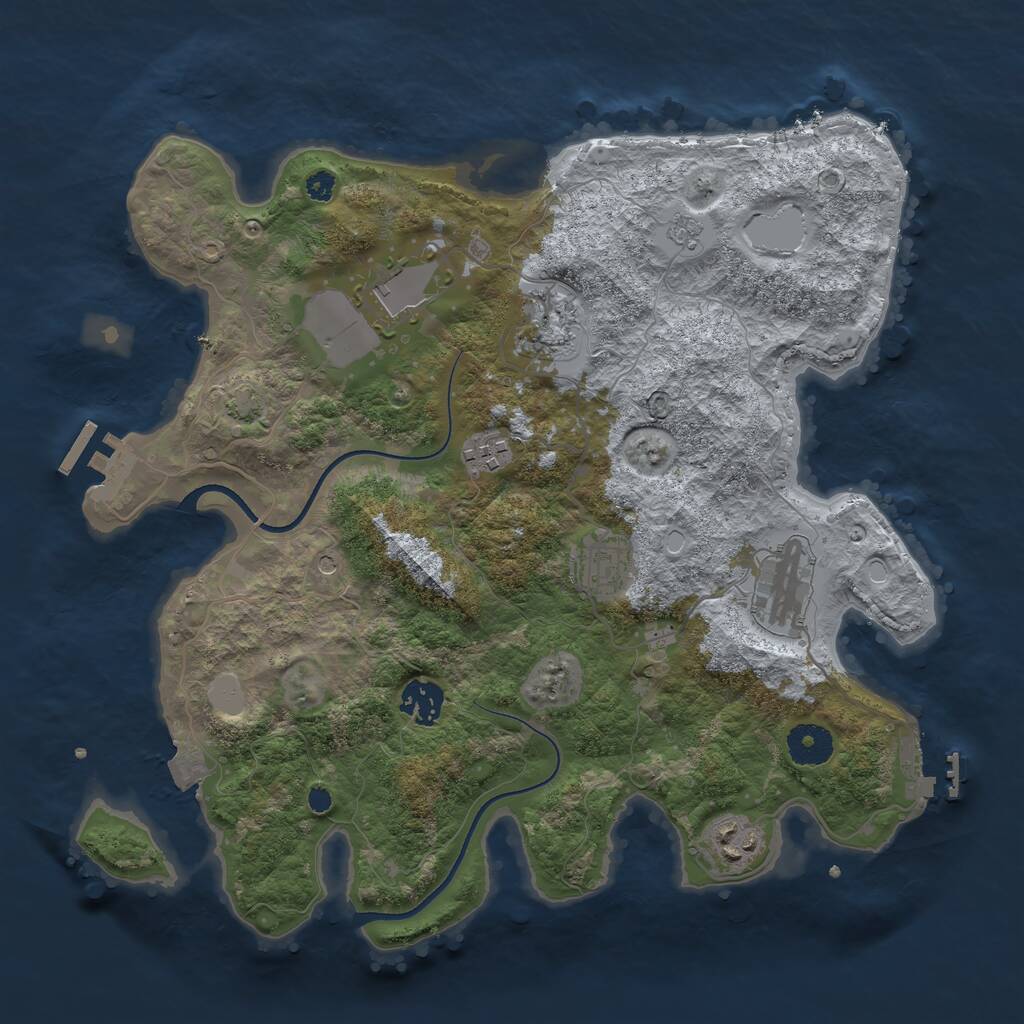 Rust Map: Procedural Map, Size: 3500, Seed: 66674555, 13 Monuments