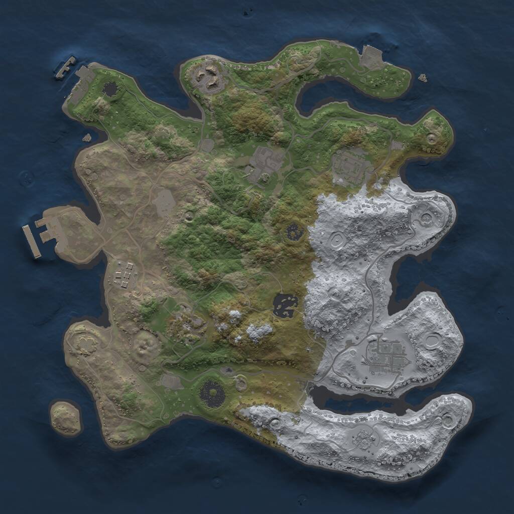 Rust Map: Procedural Map, Size: 3000, Seed: 439577532, 13 Monuments