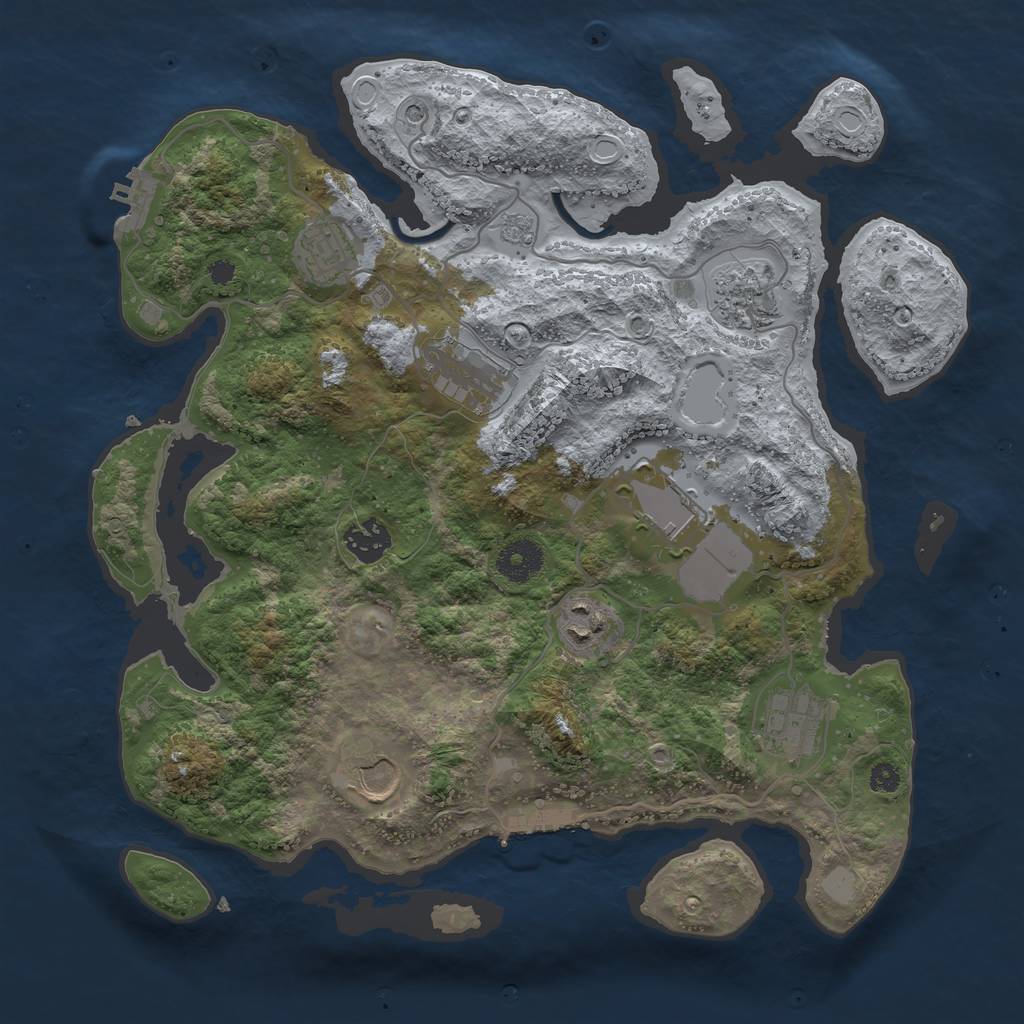 Rust Map: Procedural Map, Size: 3500, Seed: 1549049261, 17 Monuments