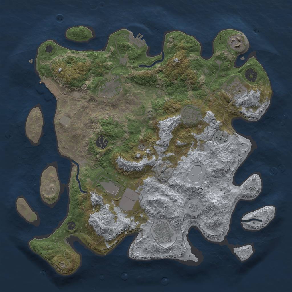 Rust Map: Procedural Map, Size: 3500, Seed: 40609392, 17 Monuments