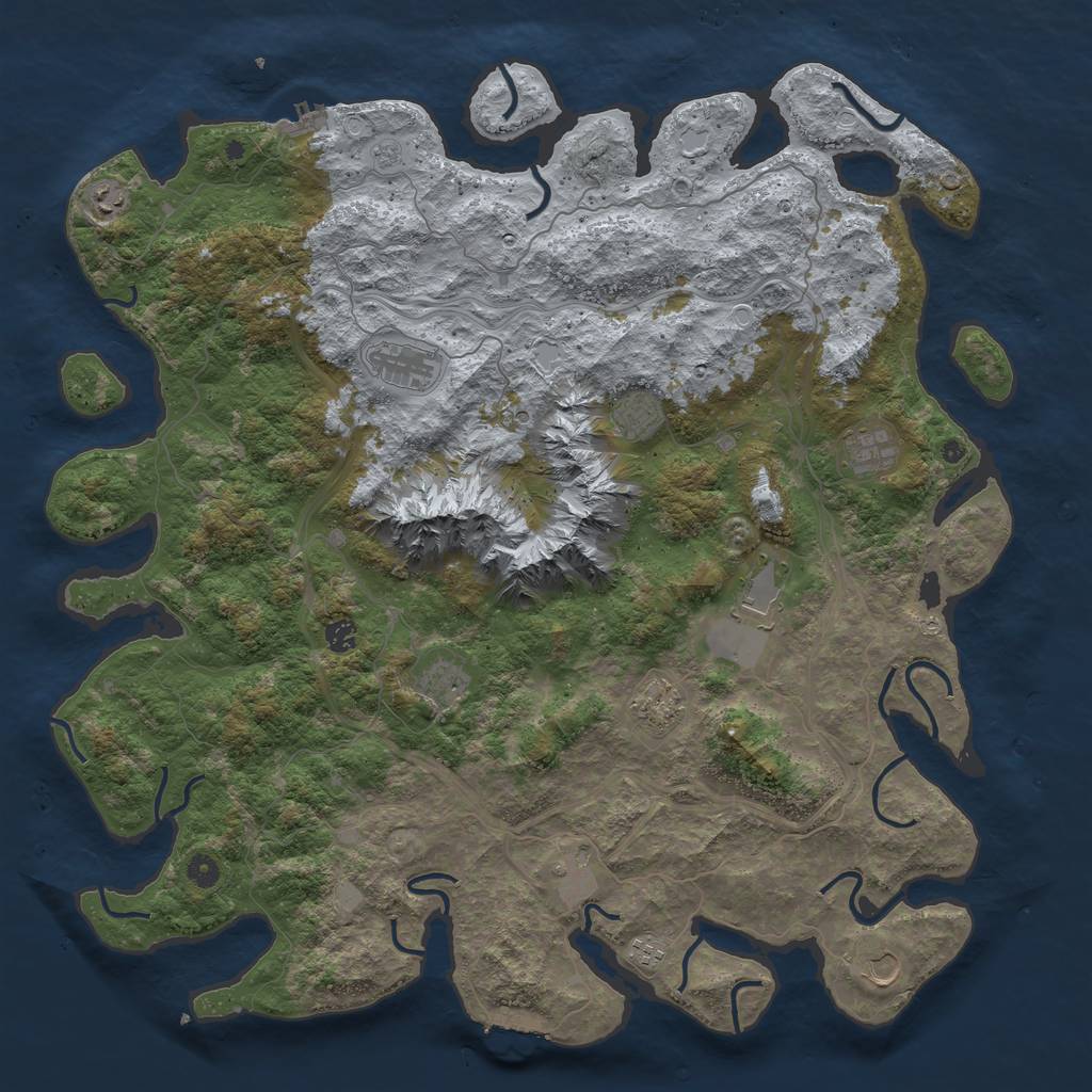 Rust Map: Procedural Map, Size: 5000, Seed: 1946792781, 20 Monuments