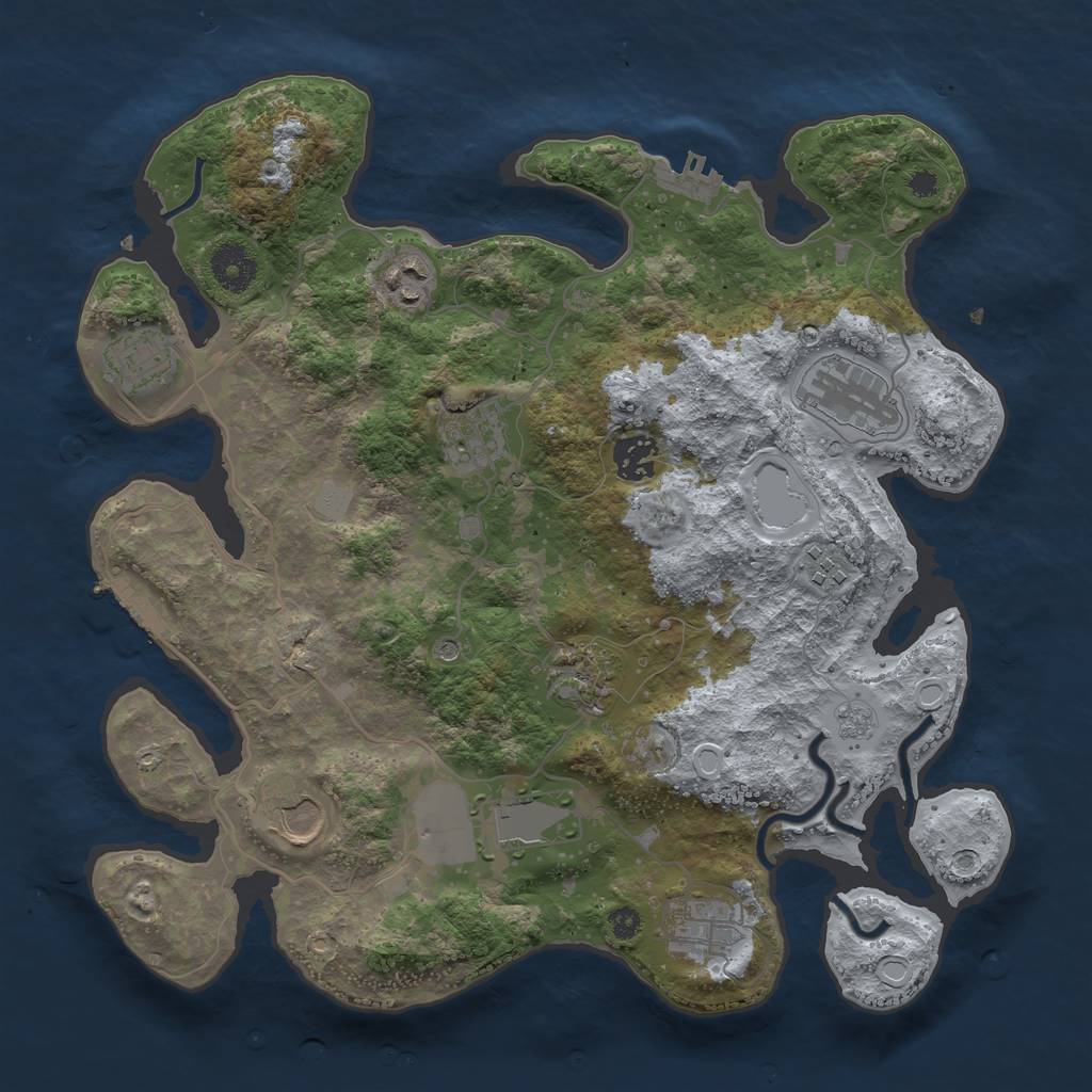 Rust Map: Procedural Map, Size: 3500, Seed: 1292924132, 19 Monuments