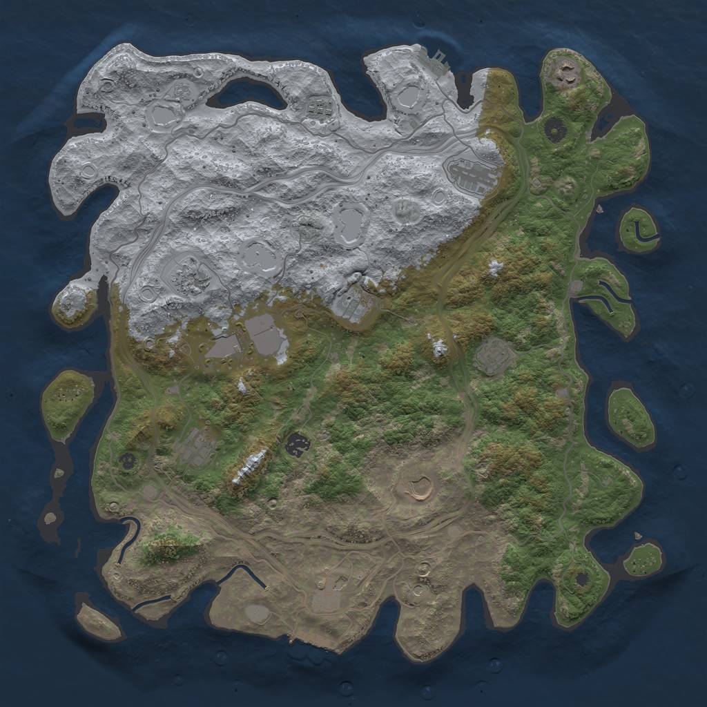 Rust Map: Procedural Map, Size: 4500, Seed: 958115372, 20 Monuments