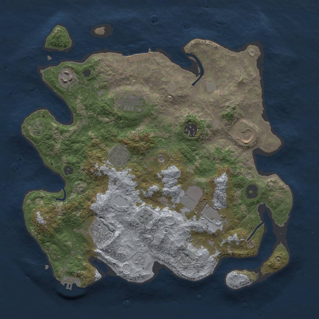 Rust Map: Procedural Map, Size: 3500, Seed: 23817066, 15 Monuments