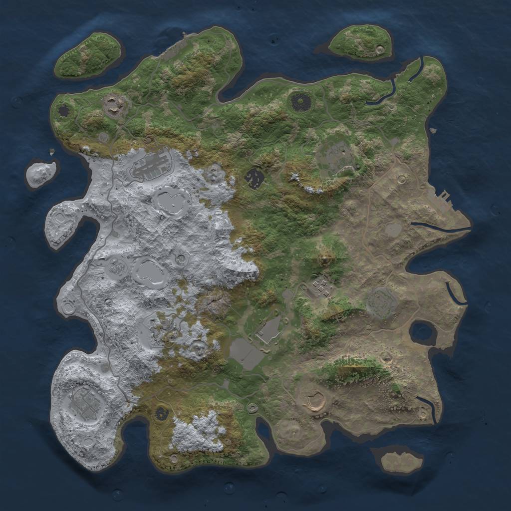 Rust Map: Procedural Map, Size: 4000, Seed: 7652, 19 Monuments