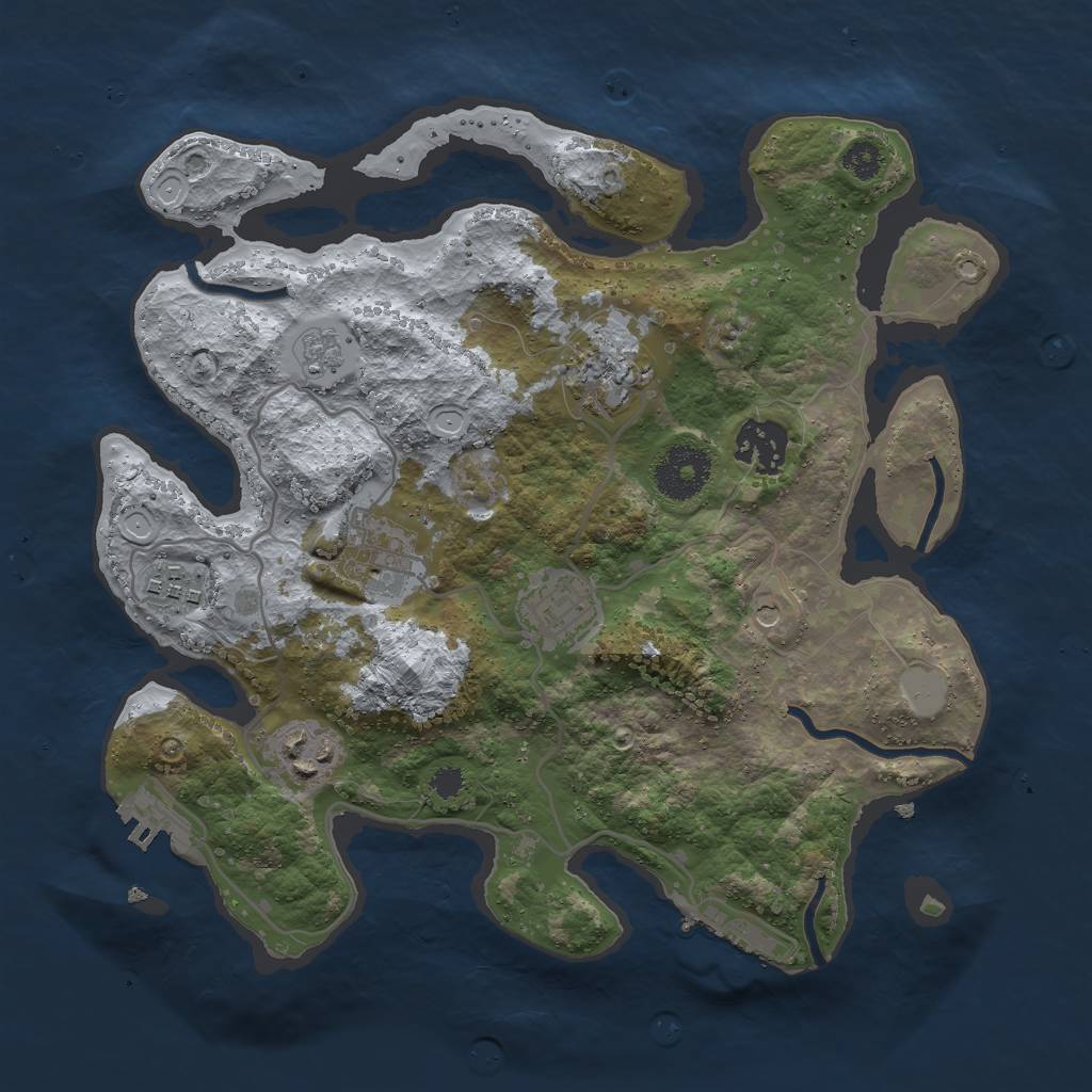 Rust Map: Procedural Map, Size: 3000, Seed: 19921, 15 Monuments