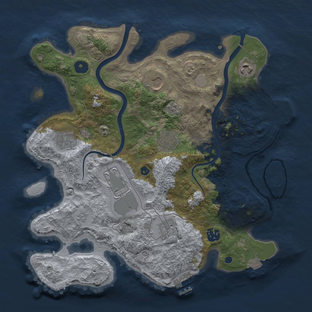 Rust Map: Procedural Map, Size: 3500, Seed: 9603842, 14 Monuments
