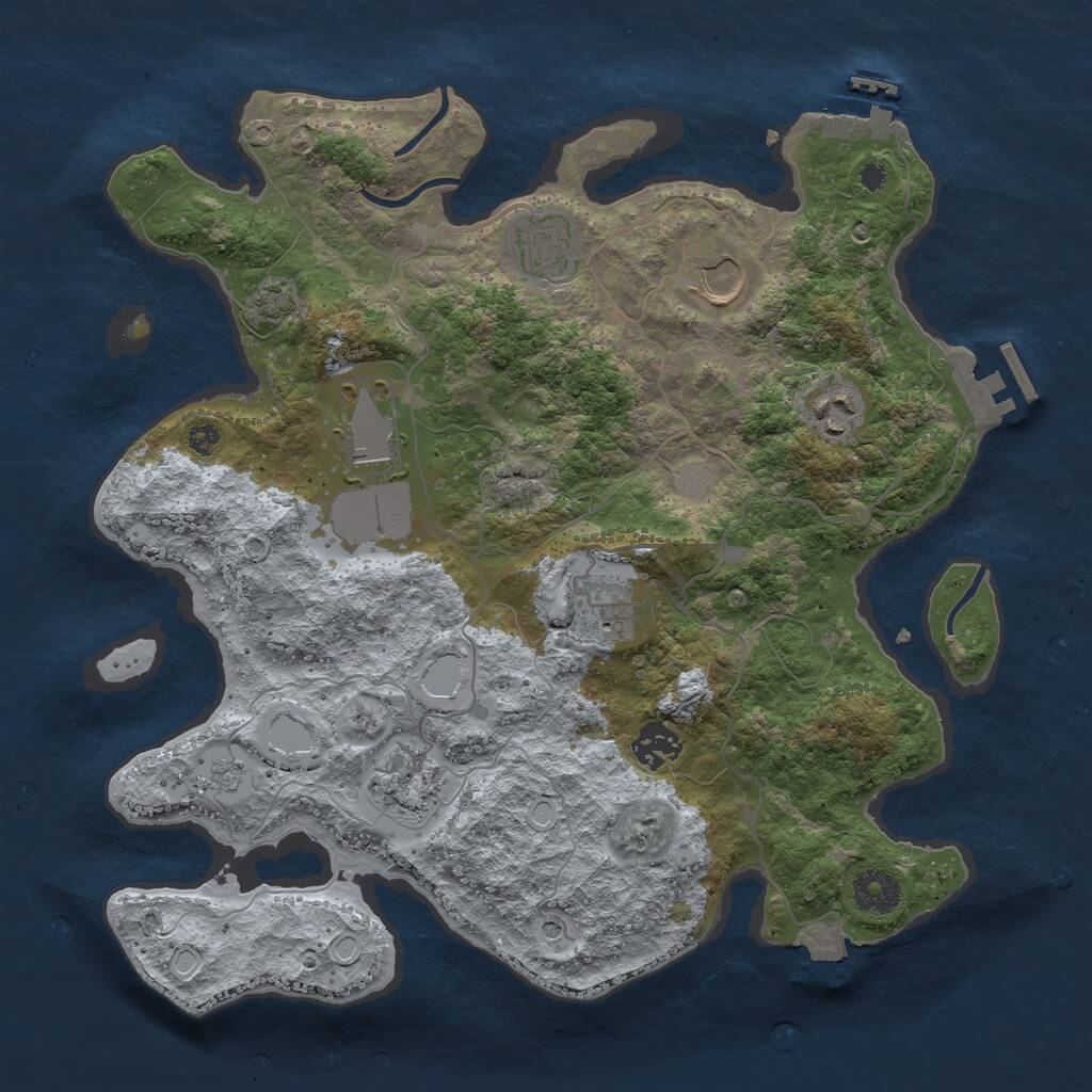 Rust Map: Procedural Map, Size: 3500, Seed: 9603842, 13 Monuments