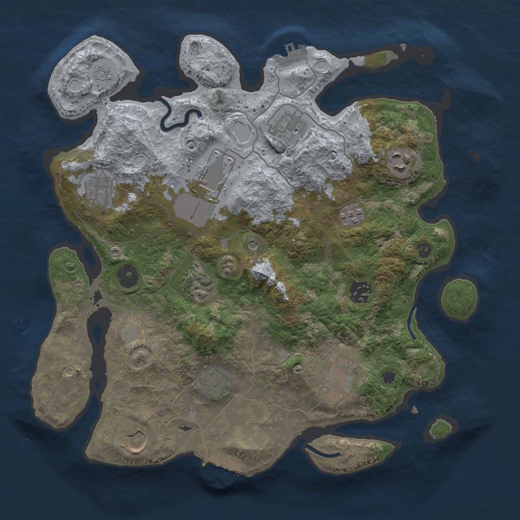 Rust Map: Procedural Map, Size: 3500, Seed: 55848517, 19 Monuments