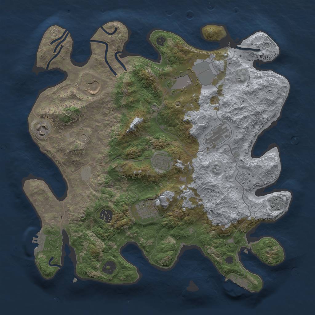 Rust Map: Procedural Map, Size: 3500, Seed: 950100053, 17 Monuments