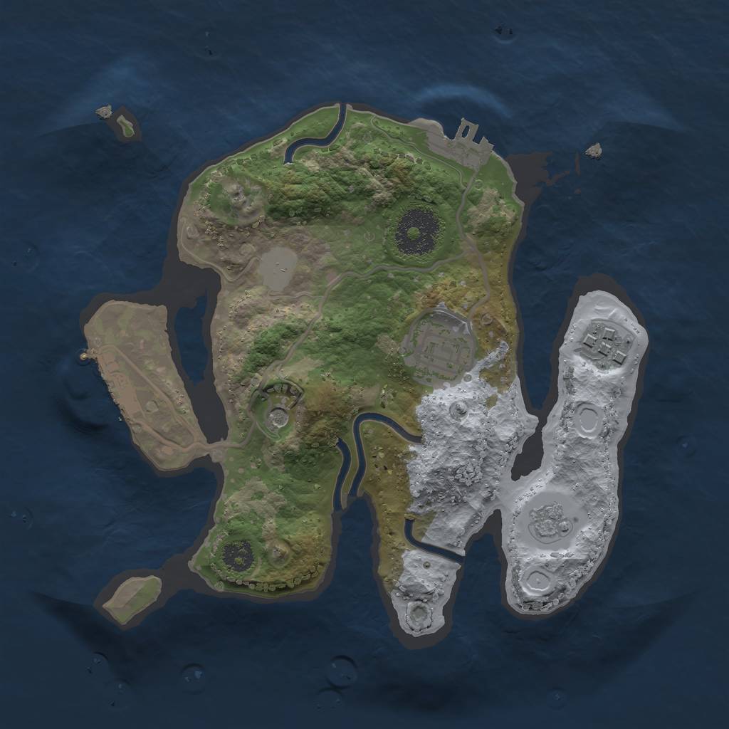 Rust Map: Procedural Map, Size: 2400, Seed: 45415564, 9 Monuments