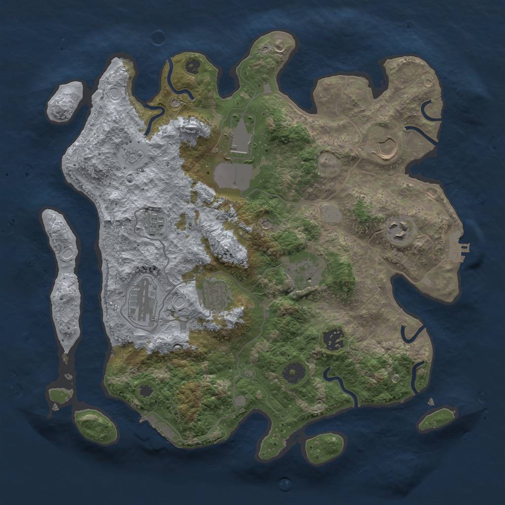 Rust Map: Procedural Map, Size: 3500, Seed: 21634264, 15 Monuments