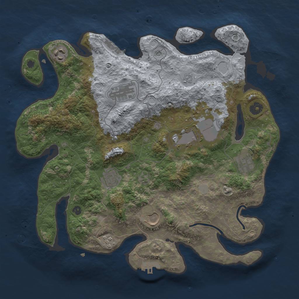 Rust Map: Procedural Map, Size: 3500, Seed: 43251613, 16 Monuments