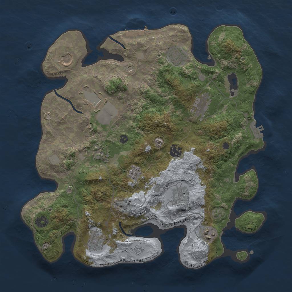 Rust Map: Procedural Map, Size: 3500, Seed: 63406890, 17 Monuments