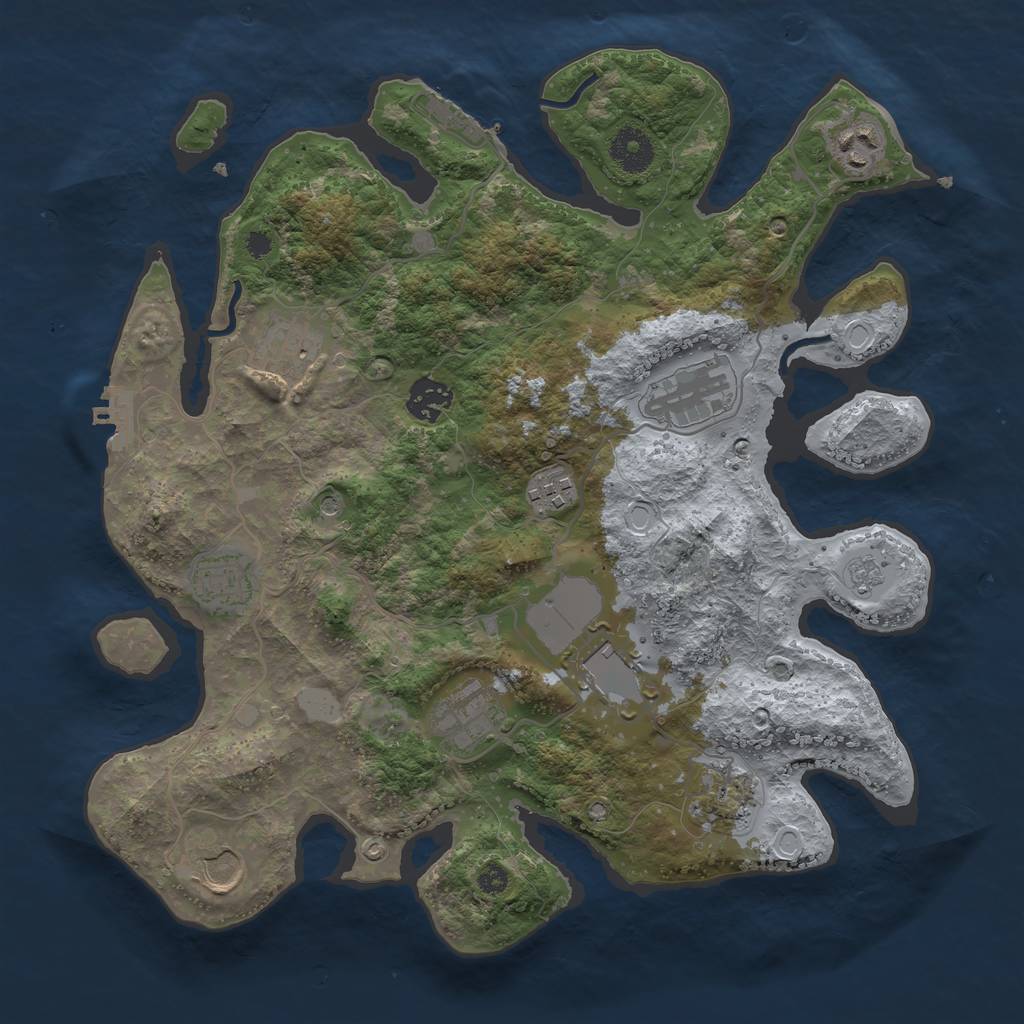 Rust Map: Procedural Map, Size: 3500, Seed: 1621959069, 19 Monuments