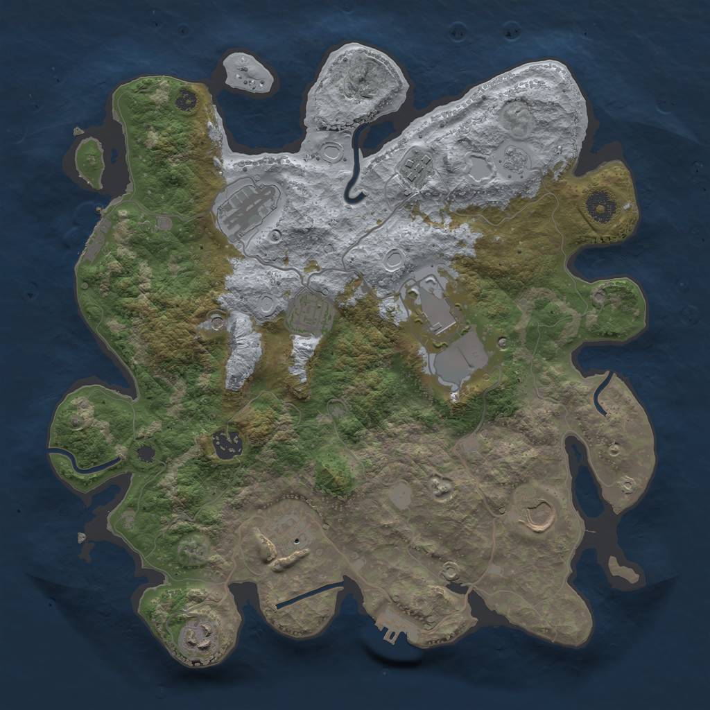 Rust Map: Procedural Map, Size: 3500, Seed: 81535875, 17 Monuments