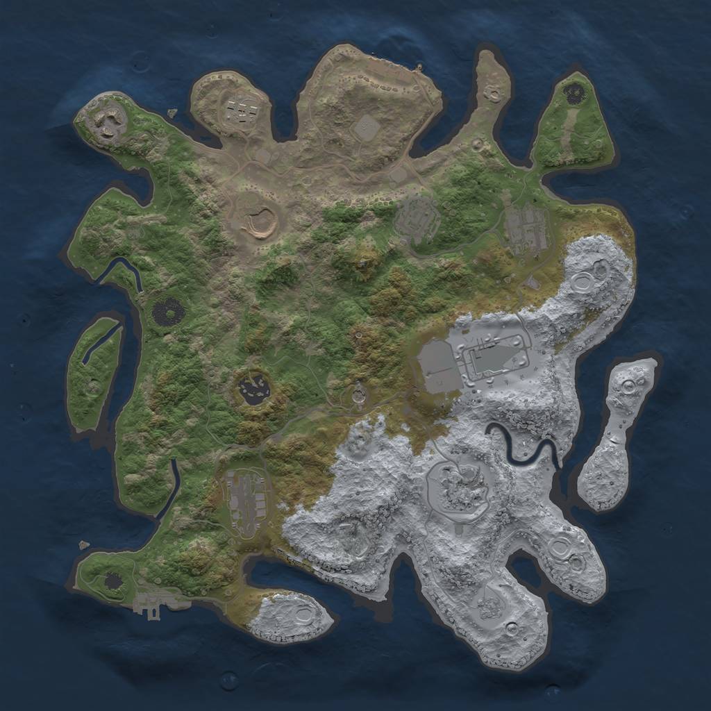 Rust Map: Procedural Map, Size: 3500, Seed: 189193465, 18 Monuments