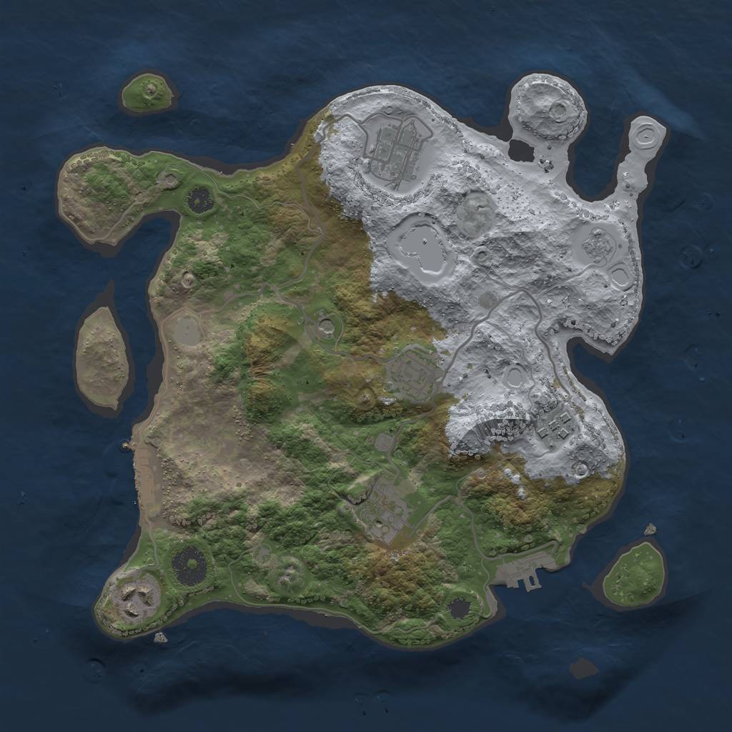 Rust Map: Procedural Map, Size: 3000, Seed: 2038716541, 14 Monuments