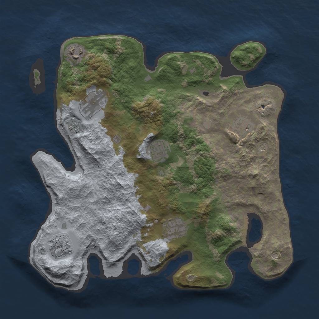 Rust Map: Barren, Size: 3200, Seed: 1285956798, 10 Monuments