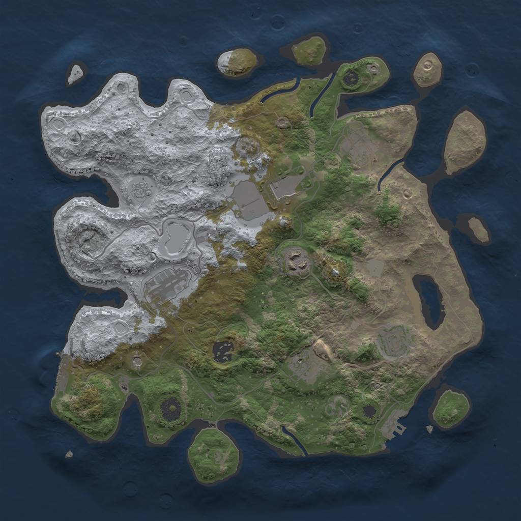 Rust Map: Procedural Map, Size: 3500, Seed: 1131544213, 16 Monuments