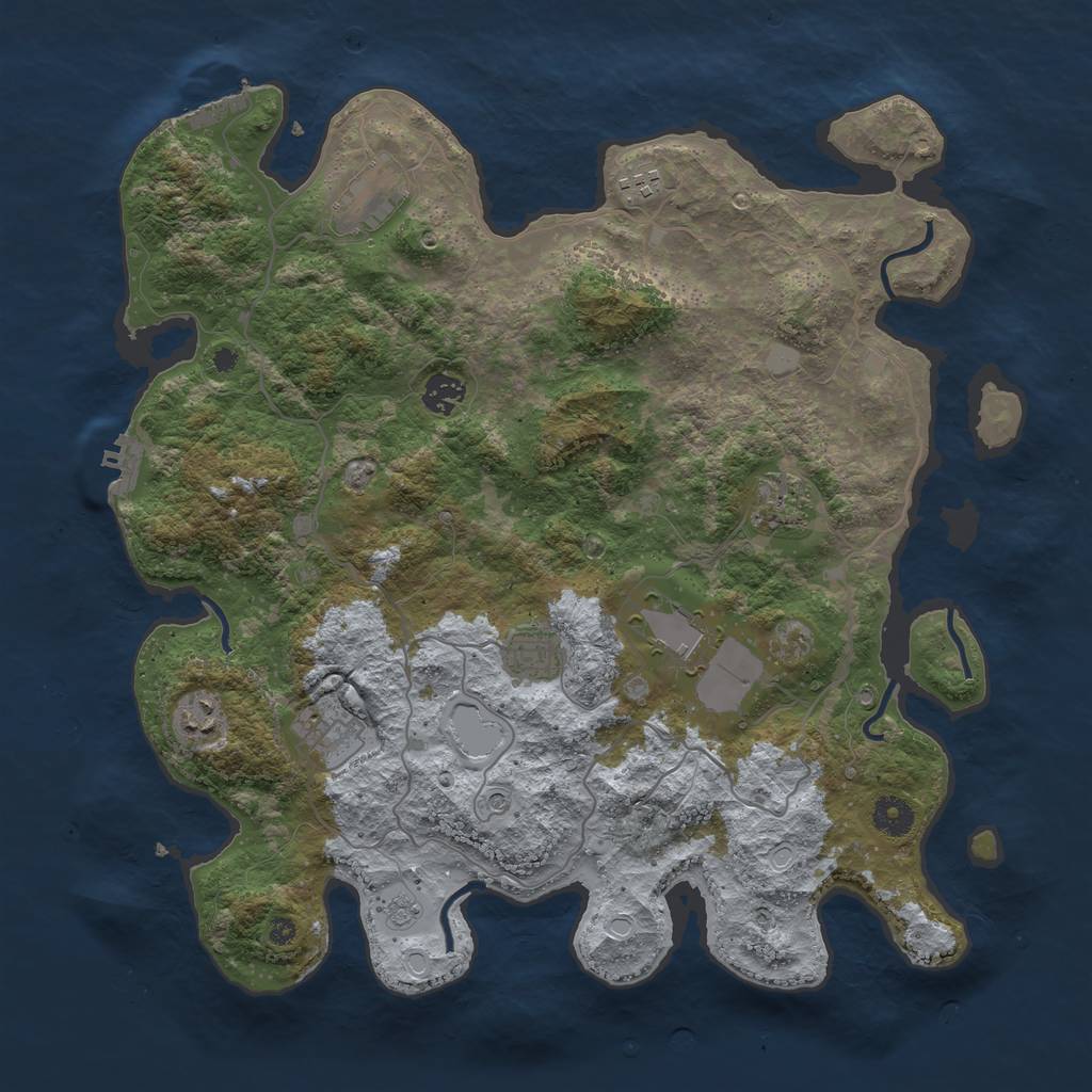 Rust Map: Procedural Map, Size: 4000, Seed: 309945447, 17 Monuments