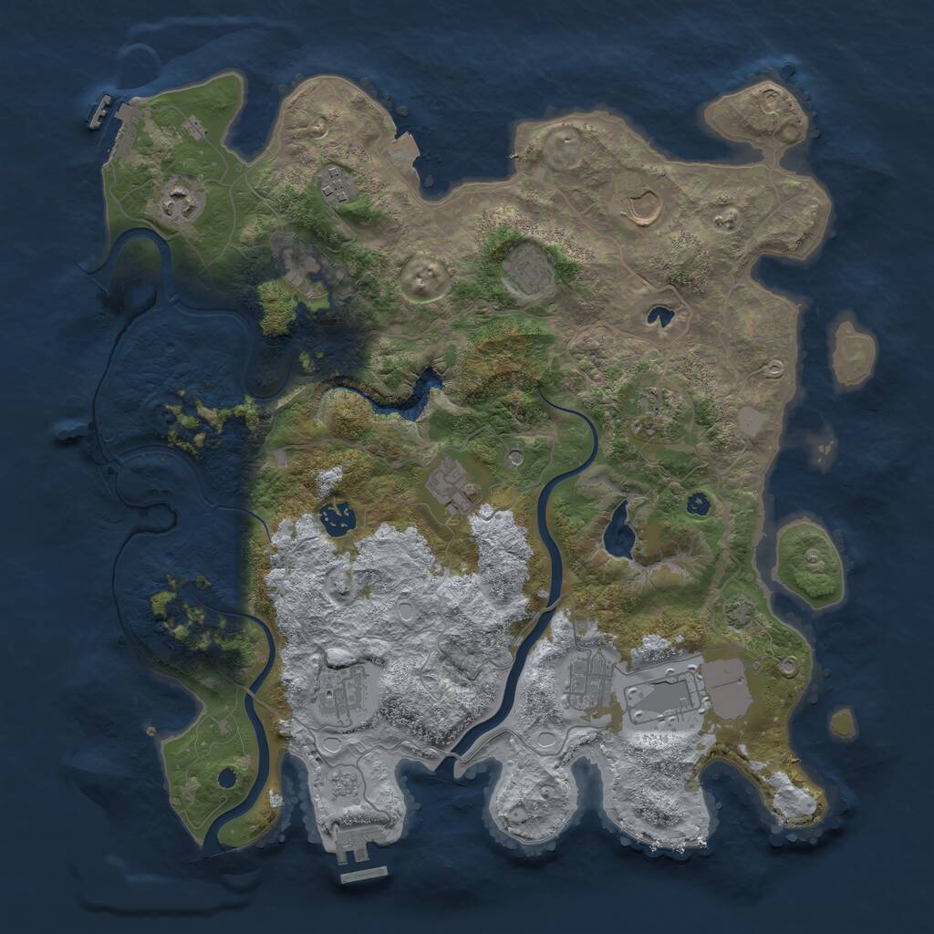 Rust Map: Procedural Map, Size: 4000, Seed: 309945447, 17 Monuments