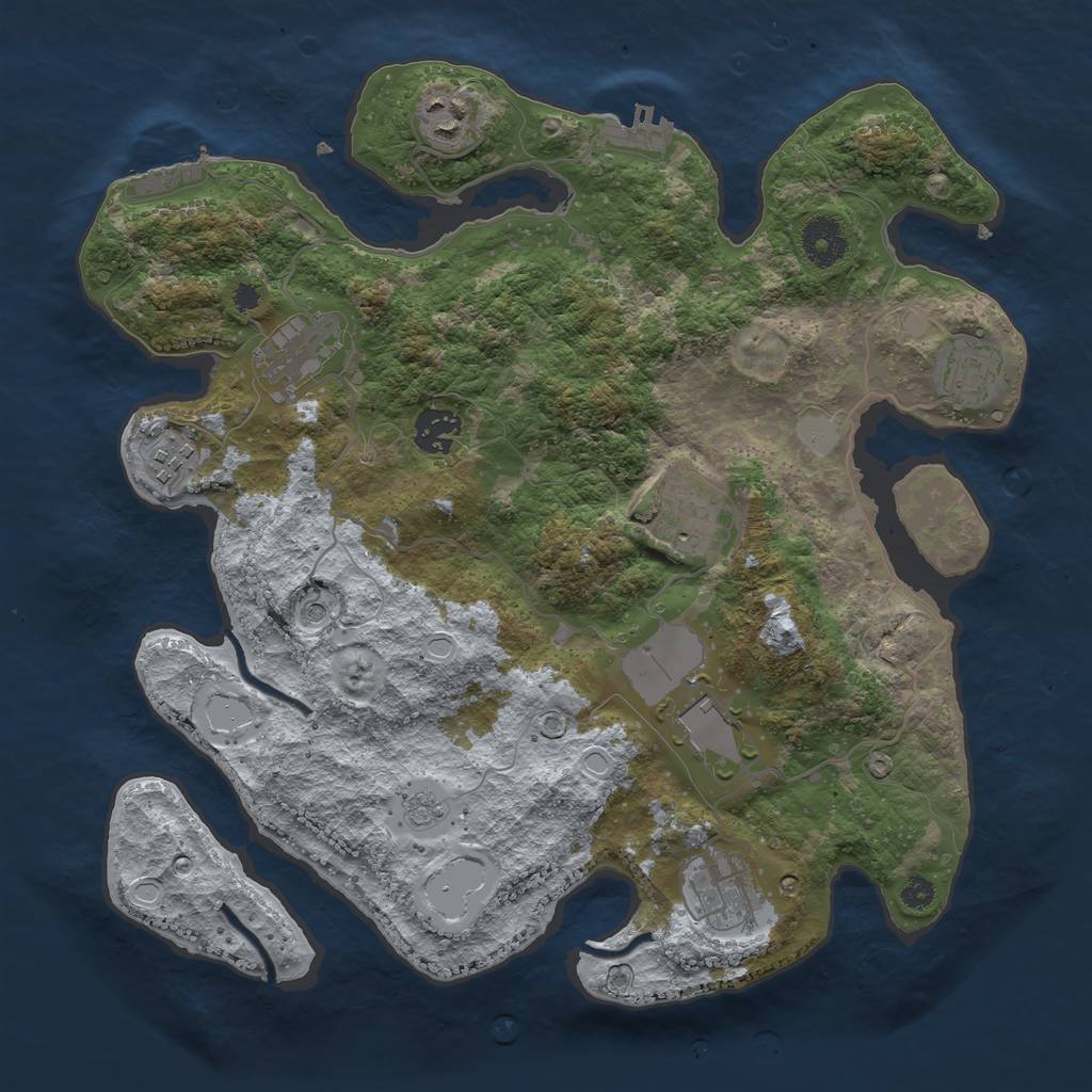 Rust Map: Procedural Map, Size: 3500, Seed: 64112289, 17 Monuments