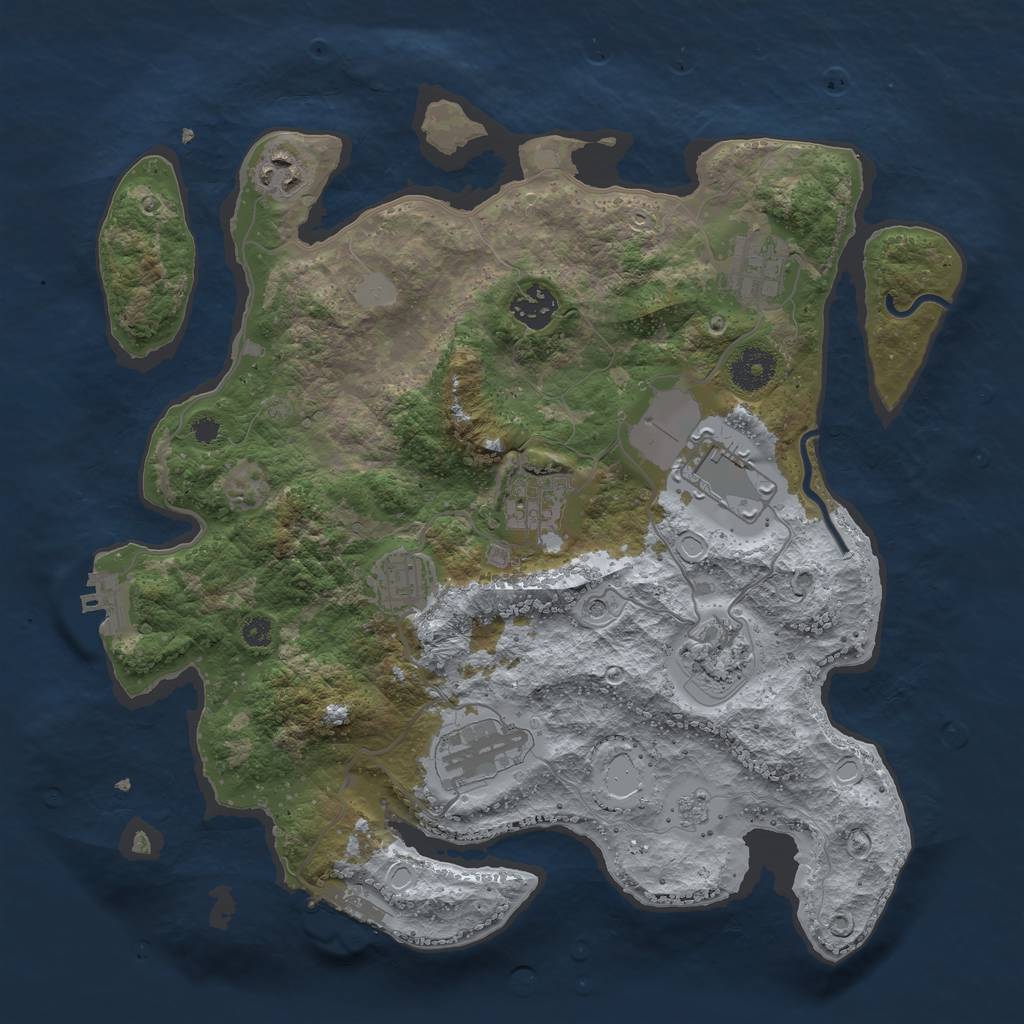 Rust Map: Procedural Map, Size: 3500, Seed: 31893924, 17 Monuments