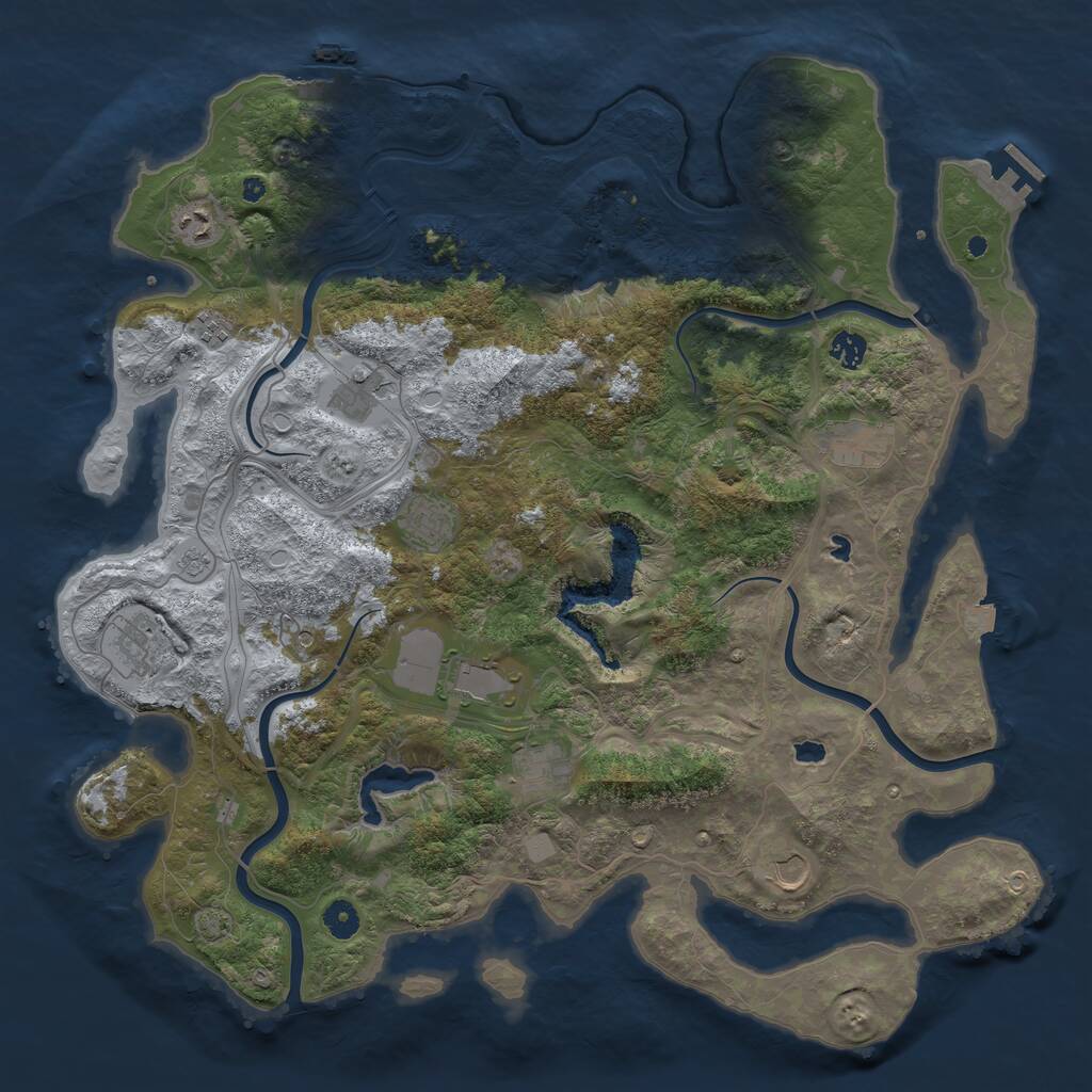 Rust Map: Procedural Map, Size: 4500, Seed: 1869050927, 16 Monuments