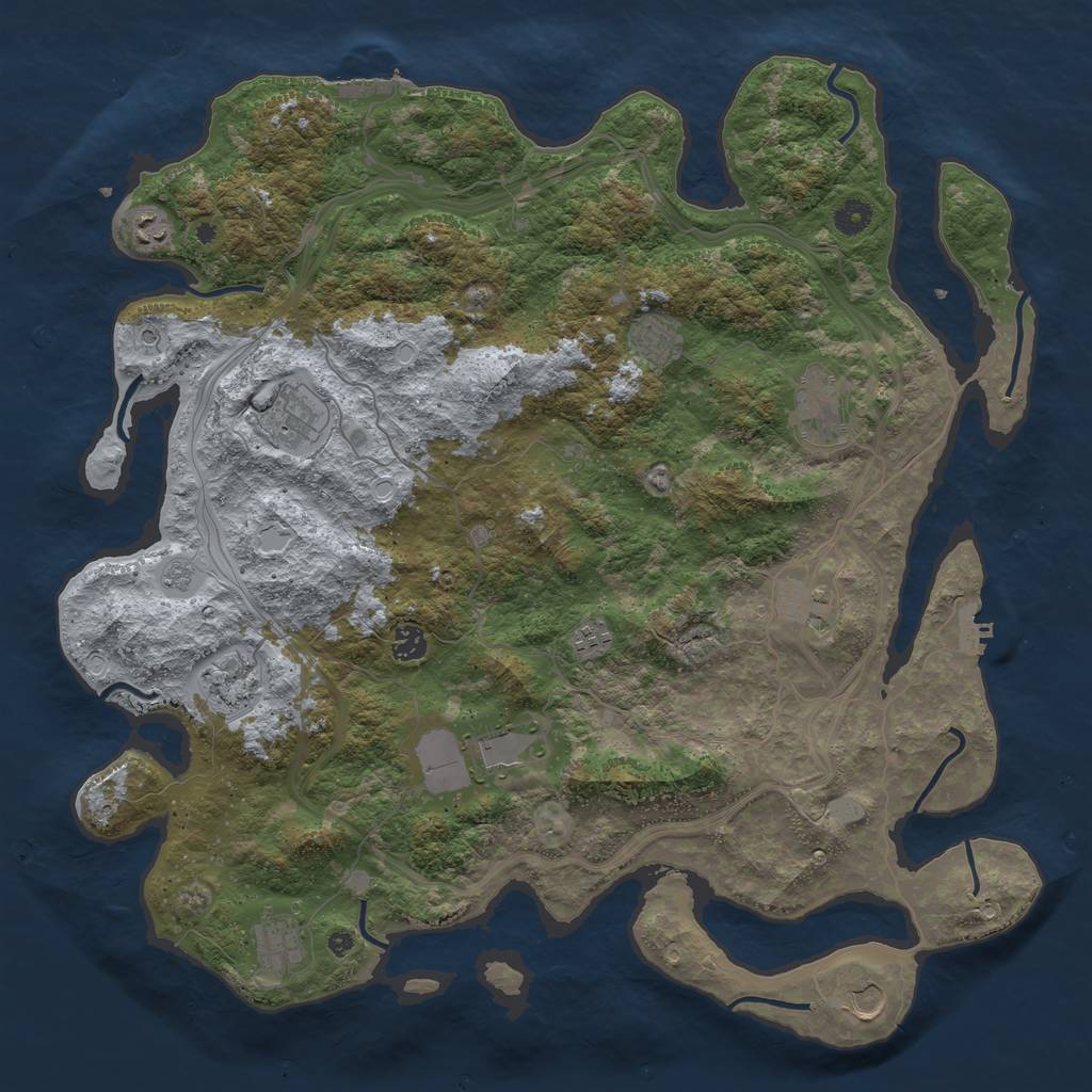 Rust Map: Procedural Map, Size: 4500, Seed: 1869050927, 20 Monuments