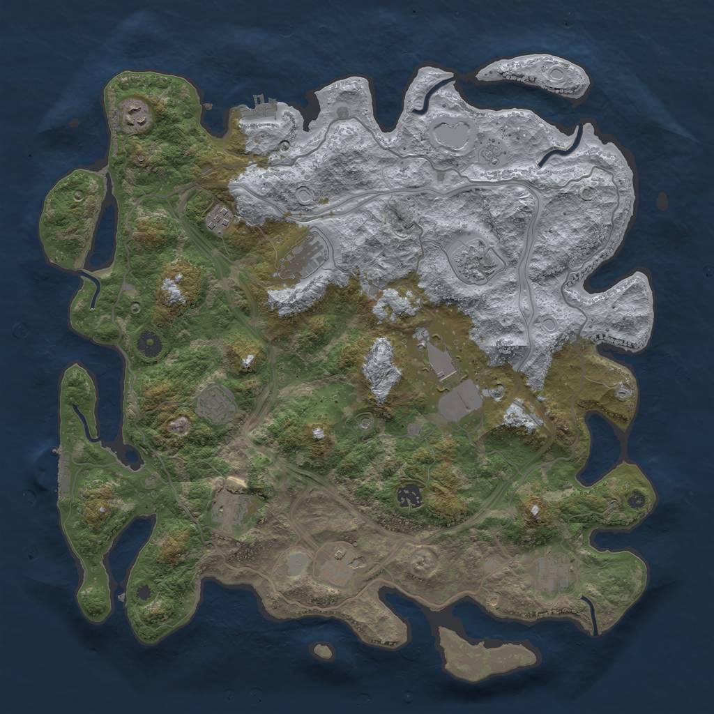 Rust Map: Procedural Map, Size: 4250, Seed: 1243491167, 19 Monuments