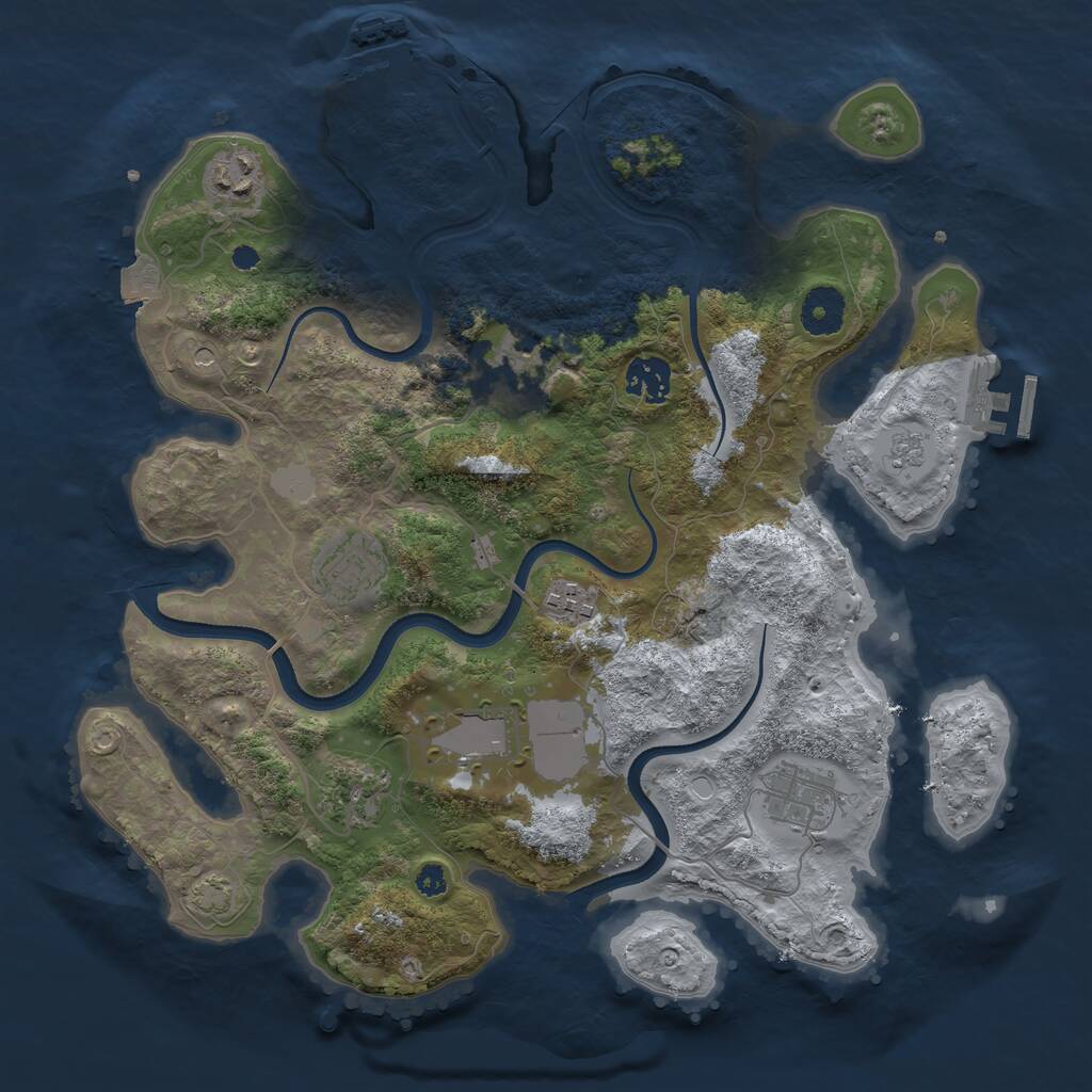 Rust Map: Procedural Map, Size: 3500, Seed: 93330306, 14 Monuments