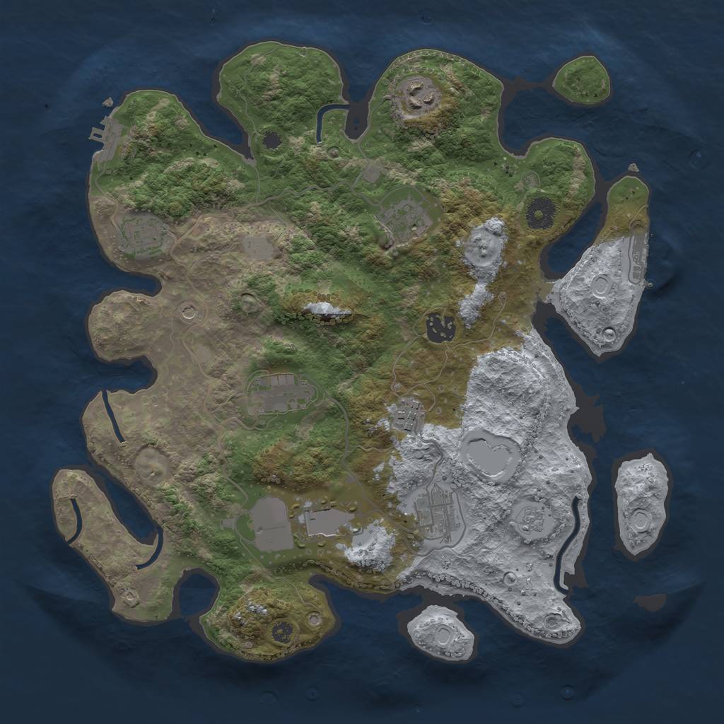 Rust Map: Procedural Map, Size: 3500, Seed: 93330306, 17 Monuments