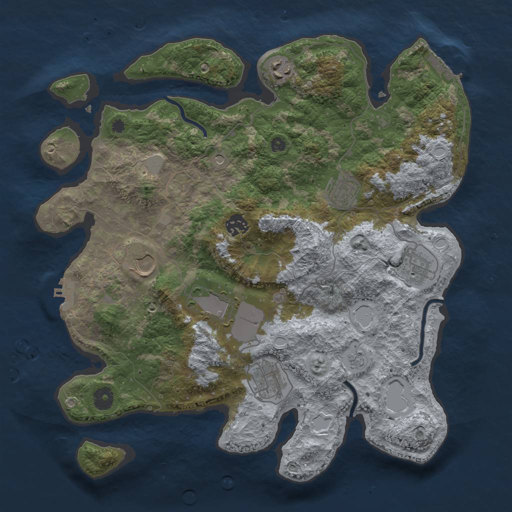 Rust Map: Procedural Map, Size: 3500, Seed: 56293229, 14 Monuments