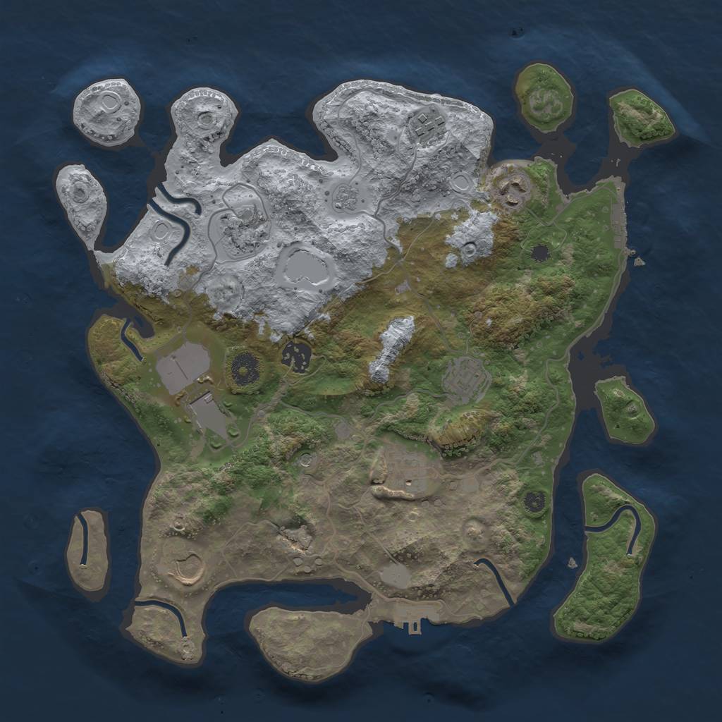 Rust Map: Procedural Map, Size: 3500, Seed: 94853657, 17 Monuments