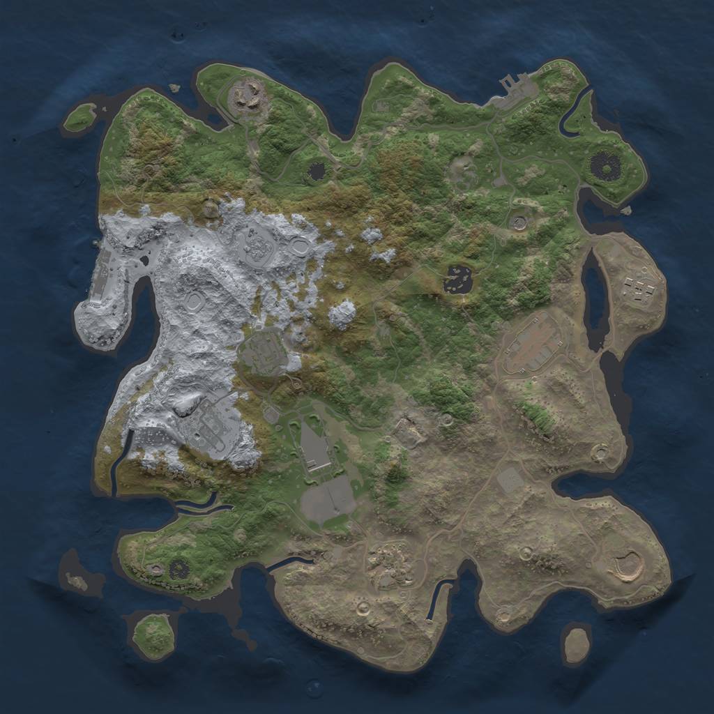 Rust Map: Procedural Map, Size: 3500, Seed: 1363, 18 Monuments