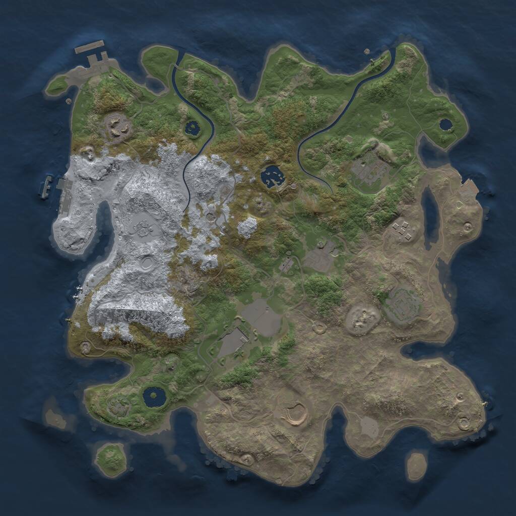 Rust Map: Procedural Map, Size: 3500, Seed: 1363, 14 Monuments