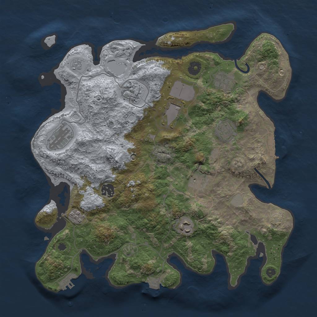 Rust Map: Procedural Map, Size: 3500, Seed: 64836755, 16 Monuments