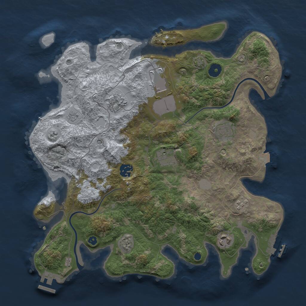Rust Map: Procedural Map, Size: 3500, Seed: 64836755, 13 Monuments