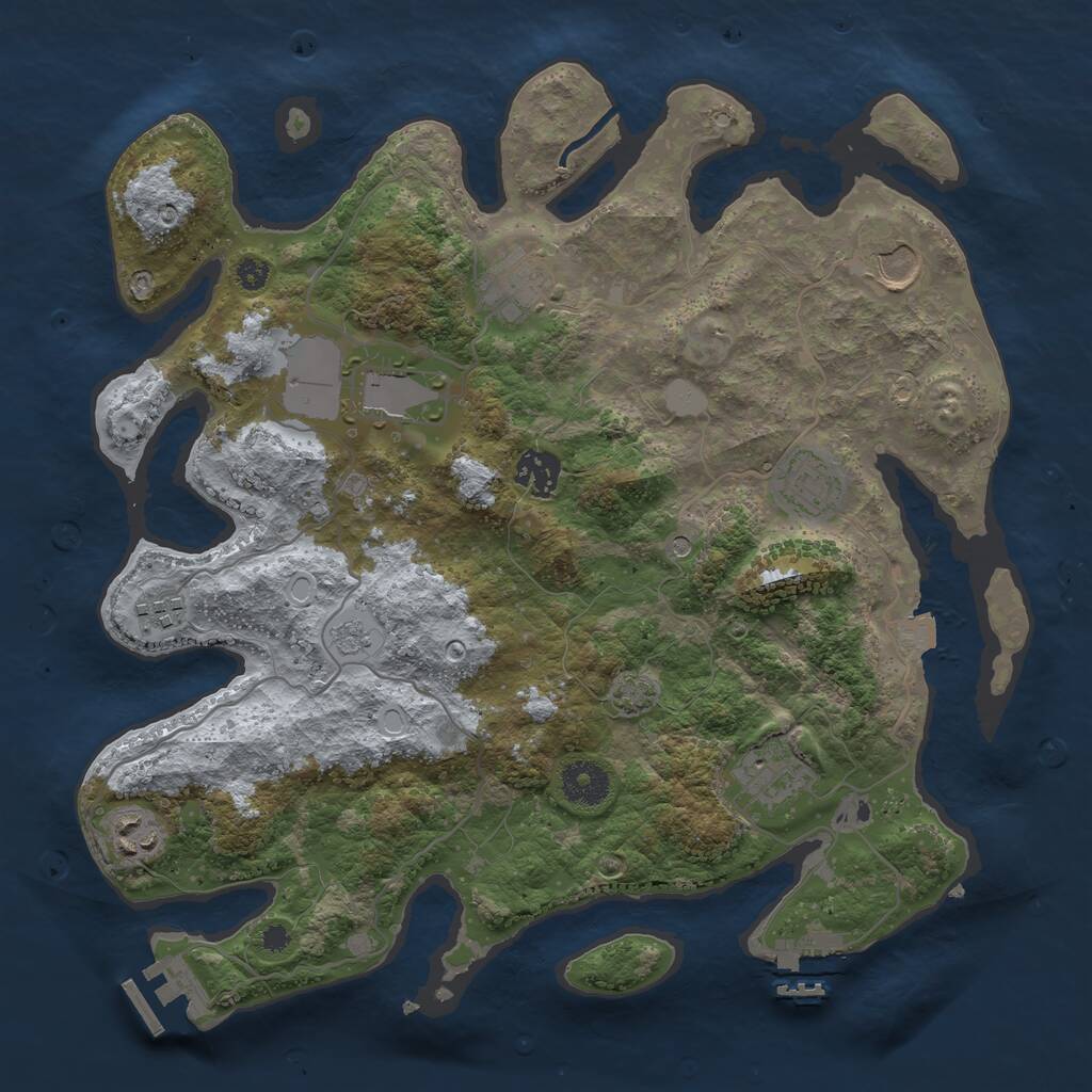 Rust Map: Procedural Map, Size: 3500, Seed: 979238628, 14 Monuments