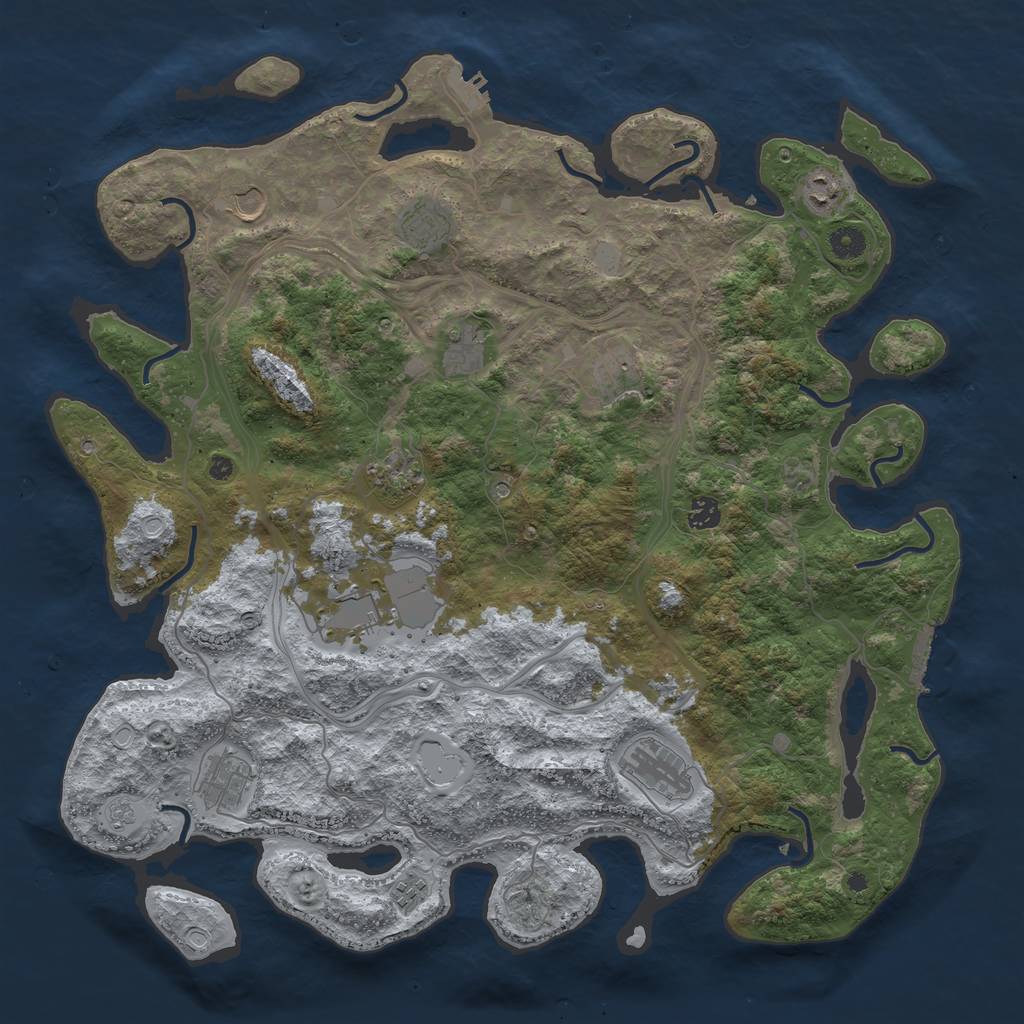 Rust Map: Procedural Map, Size: 4500, Seed: 1362555673, 18 Monuments