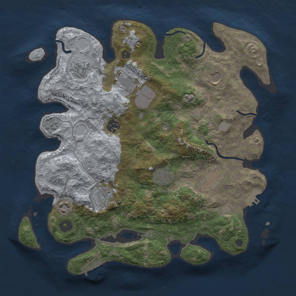 Rust Map: Procedural Map, Size: 3500, Seed: 437206140, 18 Monuments