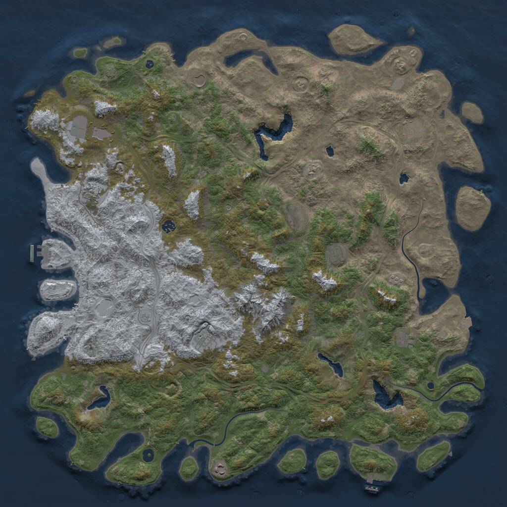 Rust Map: Procedural Map, Size: 6000, Seed: 21472534, 17 Monuments