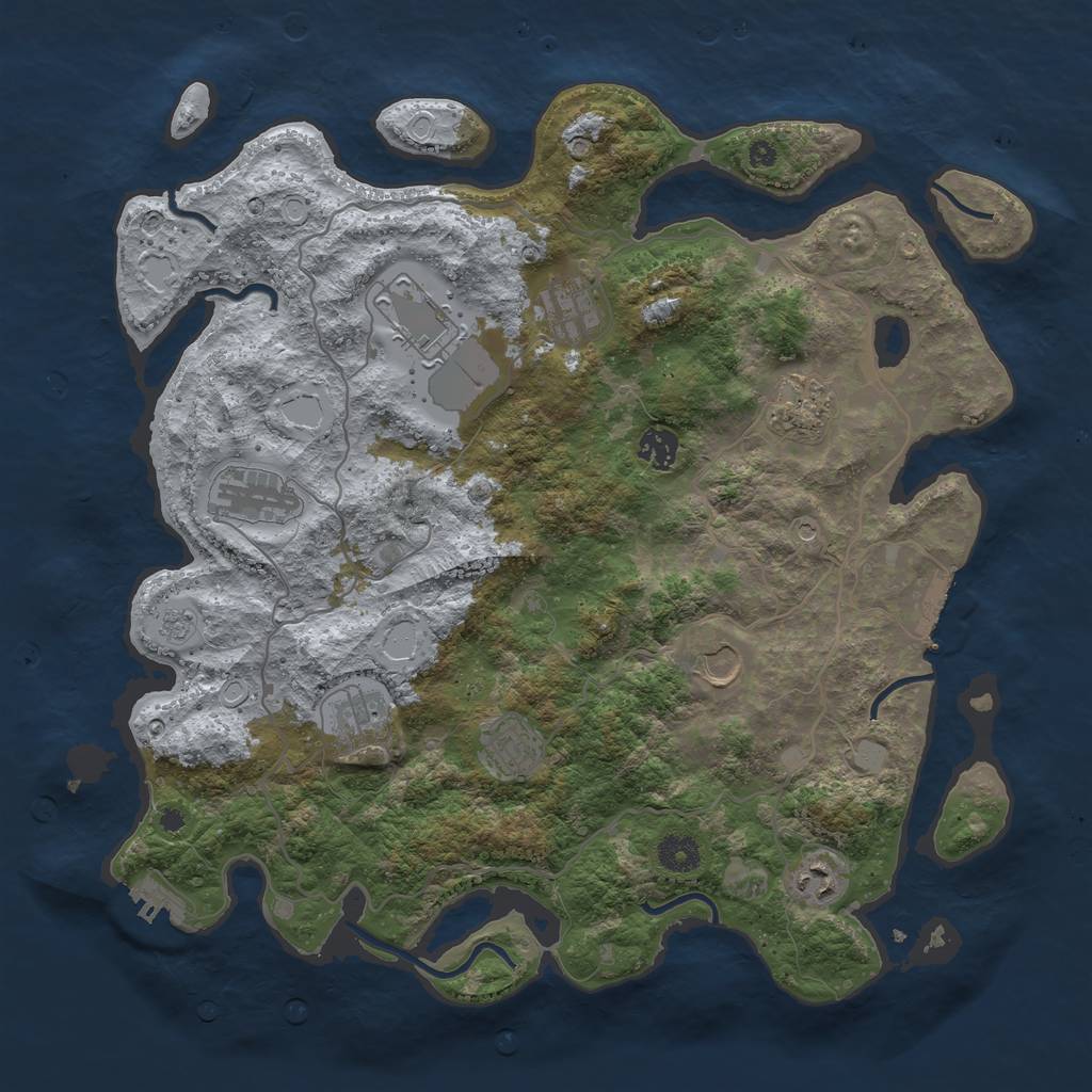 Rust Map: Procedural Map, Size: 4000, Seed: 28663, 18 Monuments